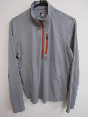 Pullover grande REI Co-op para mujer gris ligero poliéster 1/4 cremallera Foto 1 de 4