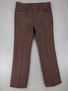 Vintage Levis Dress Polyester Pants Mens 34x30  Brown Disco USA Western 70s  - Picture 1 of 10