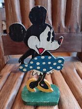 Primitive American 40-50's Handmade Wood Folk art Disney Minnie Mouse Door Stop