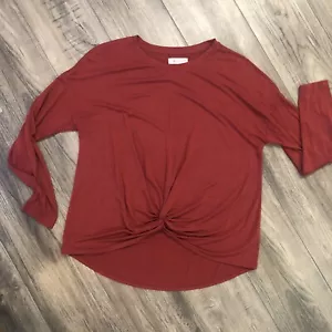 Top camicia Dolman Loft Lou & grigio rosso ruggine manica lunga cravatta davanti taglia large - Foto 1 di 10
