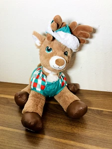 Christmas Build A Bear Reindeer Plush Stuffed Animal Brown Deer Green Eyes BAB - Picture 1 of 5