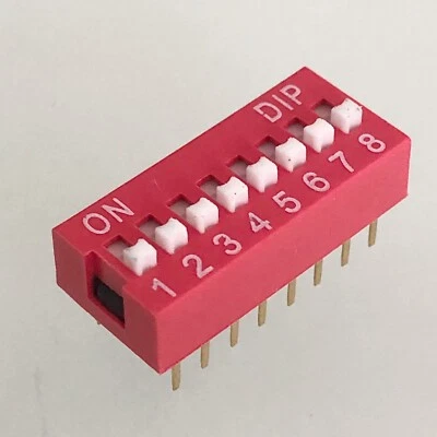 UNBEKANNT [1x] DS-08 8-Bit DIP Switch 2.54mm Red Slide PDIP-16