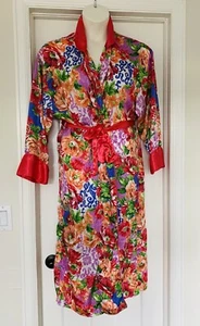 Vintage Victoria's Secret Gold Label Floral Long Robe M/L Satin Boho Kimono - Picture 1 of 14