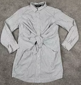 Norma Kamali Dress Womens XL Button Down Shirt Tie Belted Preppy Academia Short - Picture 1 of 8