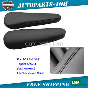 For 2011-2017 Toyota Sienna Front Seat Armrest Replacement Leather Cover Black