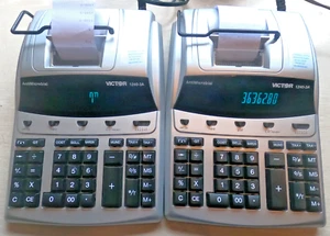2x Victor 1240-3A Antimicrobial Printing Calculator Black/Red **Tested** - Picture 1 of 12