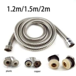 1.2/1.5/2M Flexible Bathroom Bath Shower Head Hose Pipe Stainless Steel Chrome - Picture 1 of 10