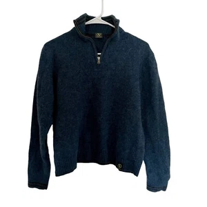 Aigle teal blue green lambs' wool half zip pullover sweater casual warm winter - Picture 1 of 5