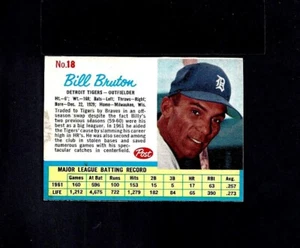 1962 POST #18 BILL BRUTON-4--TIGRES--SIN PLIEGUES--EX/COMO NUEVO - Imagen 1 de 2