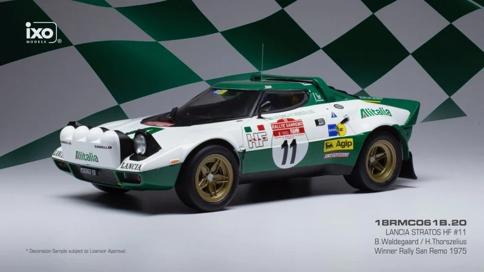 Model rally car Lancia Stratos HF 1st San Remo 1975 IXO Diecast 18RMC061B 1:18th - Image 1 of 4