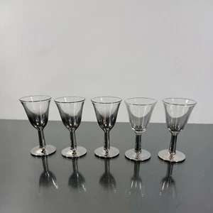 Set Of 5 Ombre Silver Small Stem Cocktail Glasses France 3 3/4" - Picture 1 of 6