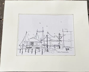 Vintage Pen&ink drawing on paper matted signed Elise P. Speights(1921-2012)#CA3 - Picture 1 of 2