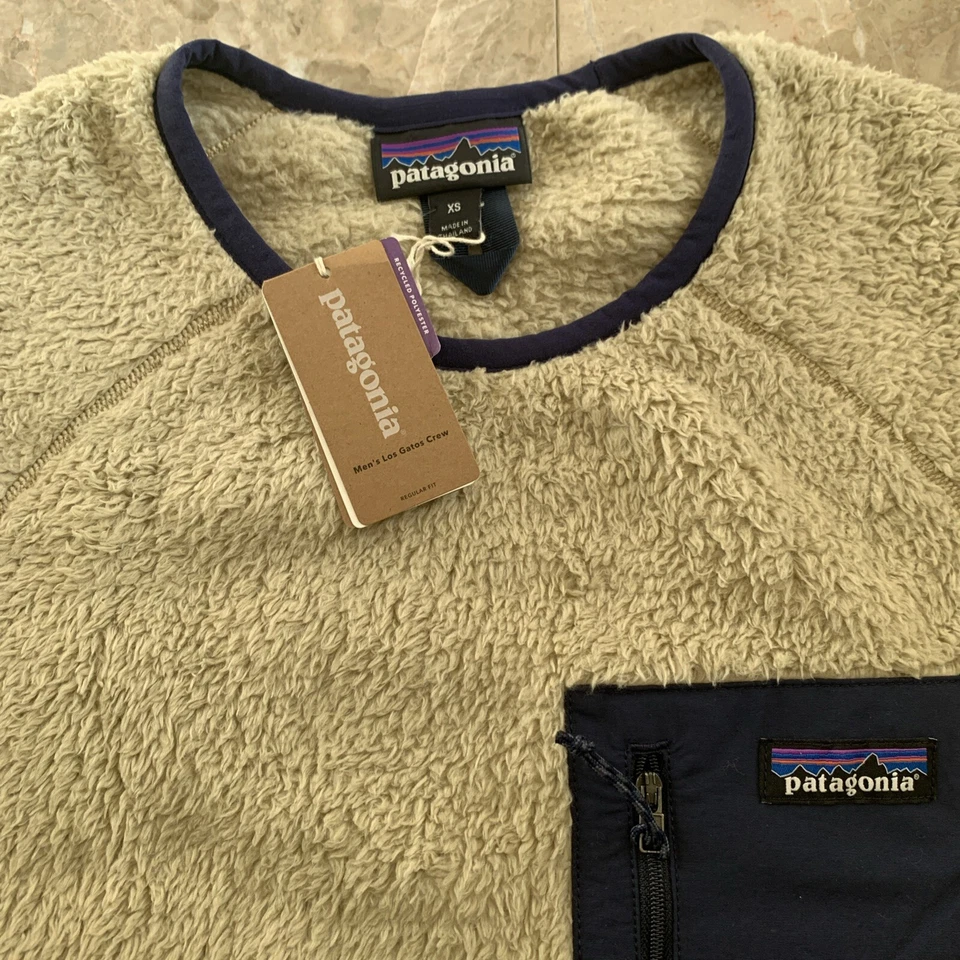 Patagonia Men's Size XS Los Gatos Sherpa Fleece Khaki Pullover Cozy Sweater