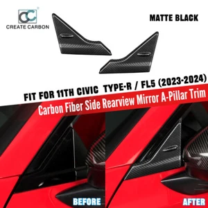 Carbon Fiber Anti-Wind Buffeting Deflector For Honda 11th Gen Civic Type R FL5 - Picture 1 of 7