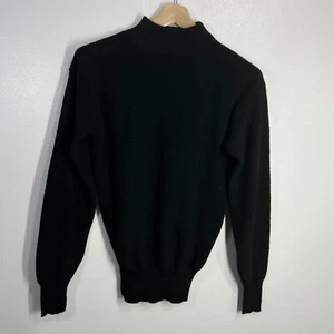 VTG 1988 US Navy Wool Blend Thick Deck Sweater Large (44-46) Black Mock Neck - Picture 1 of 9