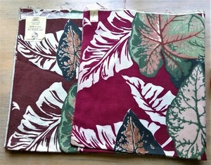 2 vintage silk fabric samples Caladium floral 26x23 The Berch Co. textured - Picture 1 of 10