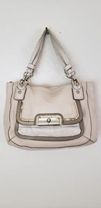 Coach Kristin Spectator Leather East West Zip Tote Bag 16810 Beige RARE - Picture 1 of 9
