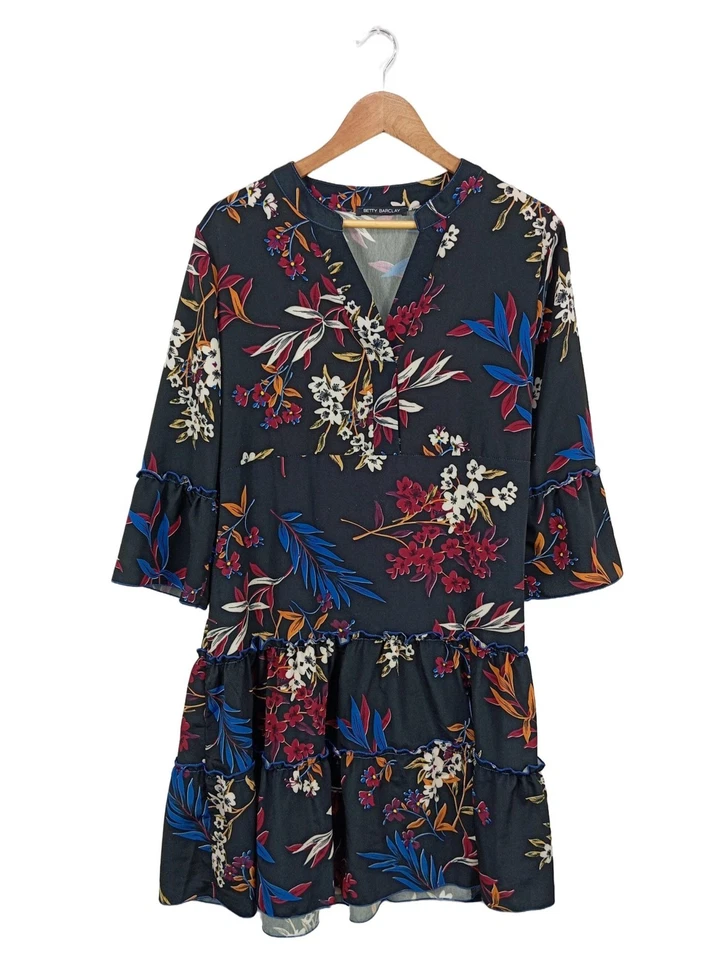 BETTY BARCLAY Robe Babydoll Dames Robe T EU 44 noir-bleu-rouge style décontracté - Photo 1/4