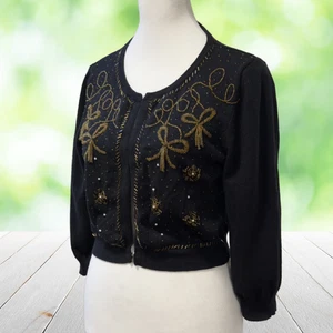 Vintage XXI Pullover Damen XS S Hand Perlen Cardigan Shrug Angora Y2K Retro 40s - Bild 1 von 15