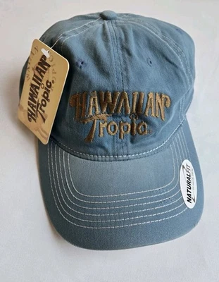 Sombrero NaturalFit Hawaiano Tropical Azul y Marrón Bronceado Nuevo Antiguo Stock De los Años 80 Foto 1 de 4