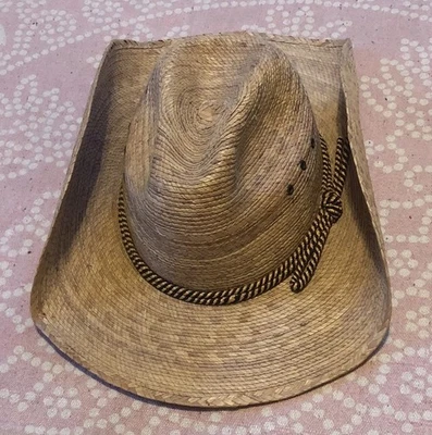 Sombrero de Paja De Colección Legitimo Sahuayo Para Mujer Talla 7 Hecho en México Acento de Cuerda Lados hacia arriba Foto 1 de 4