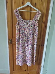 TU Size 22 Ladies Linen Blend Knee Length Dress Button Up - Matching Waist Tie - Picture 1 of 6