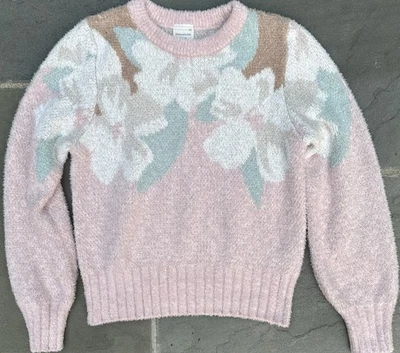 Abercrombie Kids Sweater Size 11/12 M  Fuzzy 11  12  pink, white, green, tan - Image 1 of 4