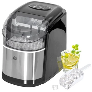 HOMCOM Portable Ice Cube Maker w/ 2 Cube Sizes 12Kg/24 Hrs, 9 Cubes/ 6-12Mins - Picture 1 of 11