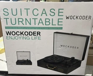 Black Wockoder Briefcase Turntable Record Player 7” 10” 12” Records - Picture 1 of 3