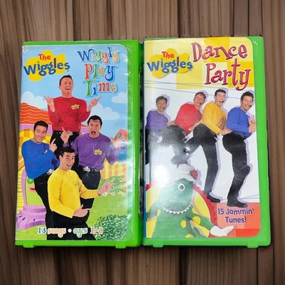 2001 The Wiggles-Wiggly Play TimeDance Party-Used Vhs/plastic Green Case - Image 1 of 3