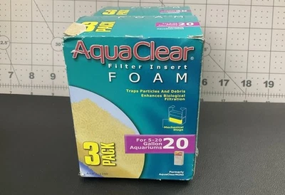 AquaClear 20 Gallon Foam Filter Inserts White 3-Pack A1390 Lot Of 2 - Image 1 of 4