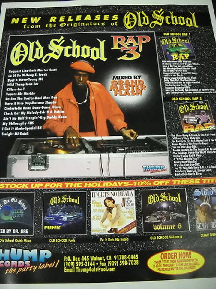 Anuncio de póster promocional RAP HIP HOP 1996 VIEJA ESCUELA Grand Master Flash Foto 1 de 1