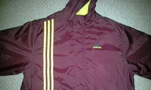 Adidas Hooded Jacket Maroon and Yellow Stripes Mens Youth XL Basketball  - Picture 1 of 3