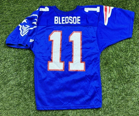 Vintage 90's Wilson New England Patriots Drew Bledsoe Jersey NFL Youth Kids M Cover