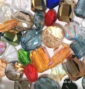 70 Stck. Große Perlen Kristall Perlen Lot Facettiert Transparent Glas Tschechischer Stil - Bild 1 von 6
