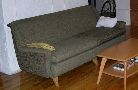 Heywood Wakefield Champagne vintage sofa couch green/gold newly upholstered Cover