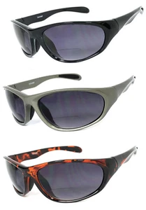 Inner Bifocal Vision Sunglasses Reading Sunglasses Sport Wrap Smoke Lens UV400 - Picture 1 of 20
