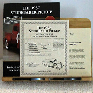 COA ONLY-NO CAR NO BOX-1937 Studebaker Pickup Red 1:24 Danbury Mint