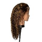 13x4 SFY Highlight Lace Front Human Hair Curly Deep Wave Wig Brown 22 Inch 22”