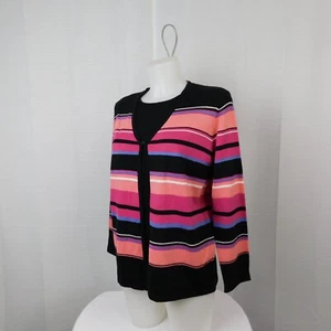 Requirements Striped Acrylic Twinswet Sweater - Peony Stripe Black, Medium #7395 - Picture 1 of 8