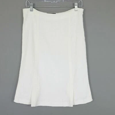 Piazza Sempione Skirt Linen US6 IT42 Ivory White A-Line Pleated Hem Career - Image 1 of 4