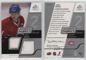 2008-09 SP Game Used Edition Authentic Fabrics Dual Saku Koivu #AF-KV