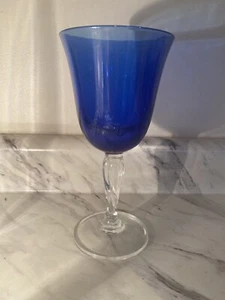 Replacement Luminarc Crystal Cobalt Wine Goblet Twisted Clear Glass Stem - Picture 1 of 6