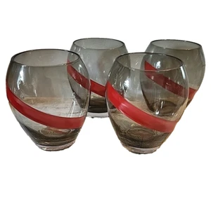 4 GH Mumm Champagner Rauchglas stiellos Weingläser rote Streifen - Bild 1 von 5