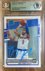 Obi Toppin signed optic rookie card #158 beckett COA authentic autograph