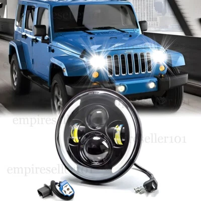 Newest 7" Round Led Headlight Hi-Lo for Jeep Wrangler JK LJ TJ for Chevy C10 C20 - Image 1 of 4