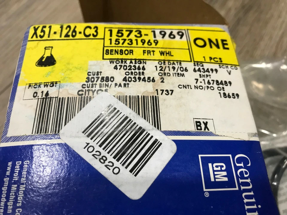 Chevrolet GMC Jimmy S-1O 1998-2001 como nuevo GM ABS SENSOR DE RUEDA DE FRENO 15731969 Foto 1 de 2