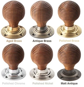 Rosewood Beehive Rim Mortice Door Knobs Knob Pair Set Quality Victorian New - Picture 1 of 7