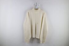 Vtg 50s Streetwear Womens 42 Distressed Ribbed Knit Turtleneck Sweater Cream USA