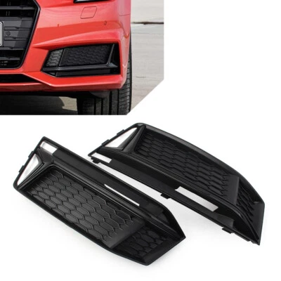 Front Bumper Fog Light Honeycomb Grille Cover Fit Audi A4 B9 S4 2016-2018 - Image 1 of 4